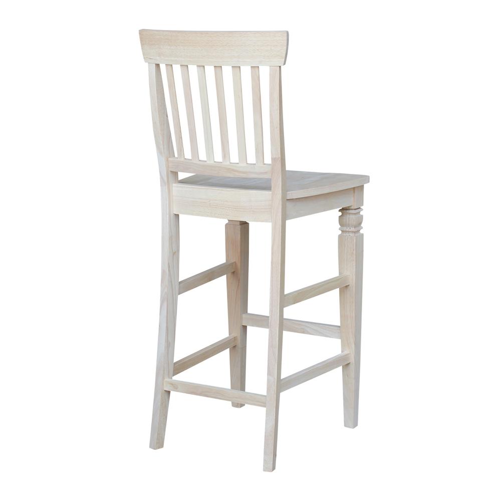Seattle Bar height Stool - 30" Seat Height, Unfinished. Picture 7