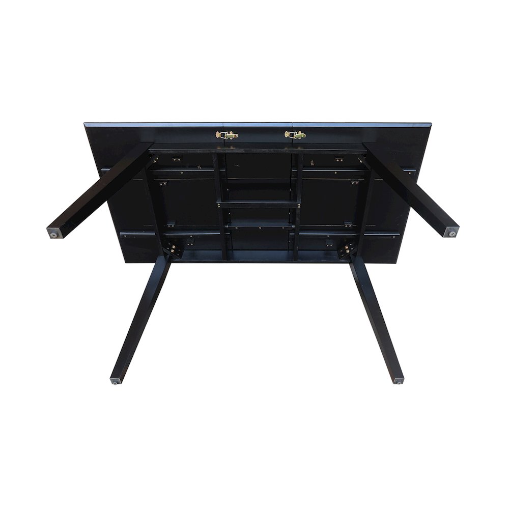60" Butterfly Extension Dining Table, Black Contemporary Kitchen Table. Picture 10