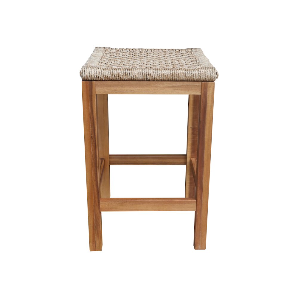Outdoor Set of Two Stools with Wicker Seats. Picture 2