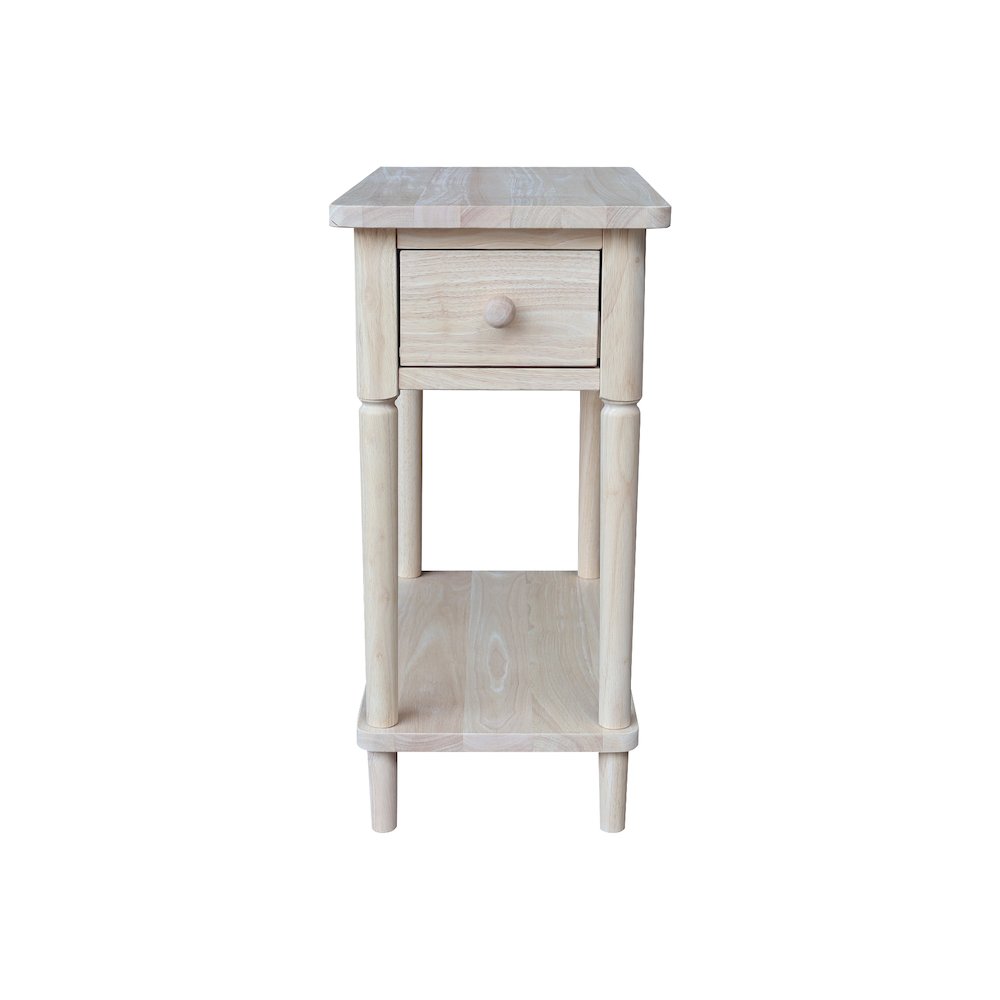 Solid Wood Narrow Side Table, Unfinished. Picture 3