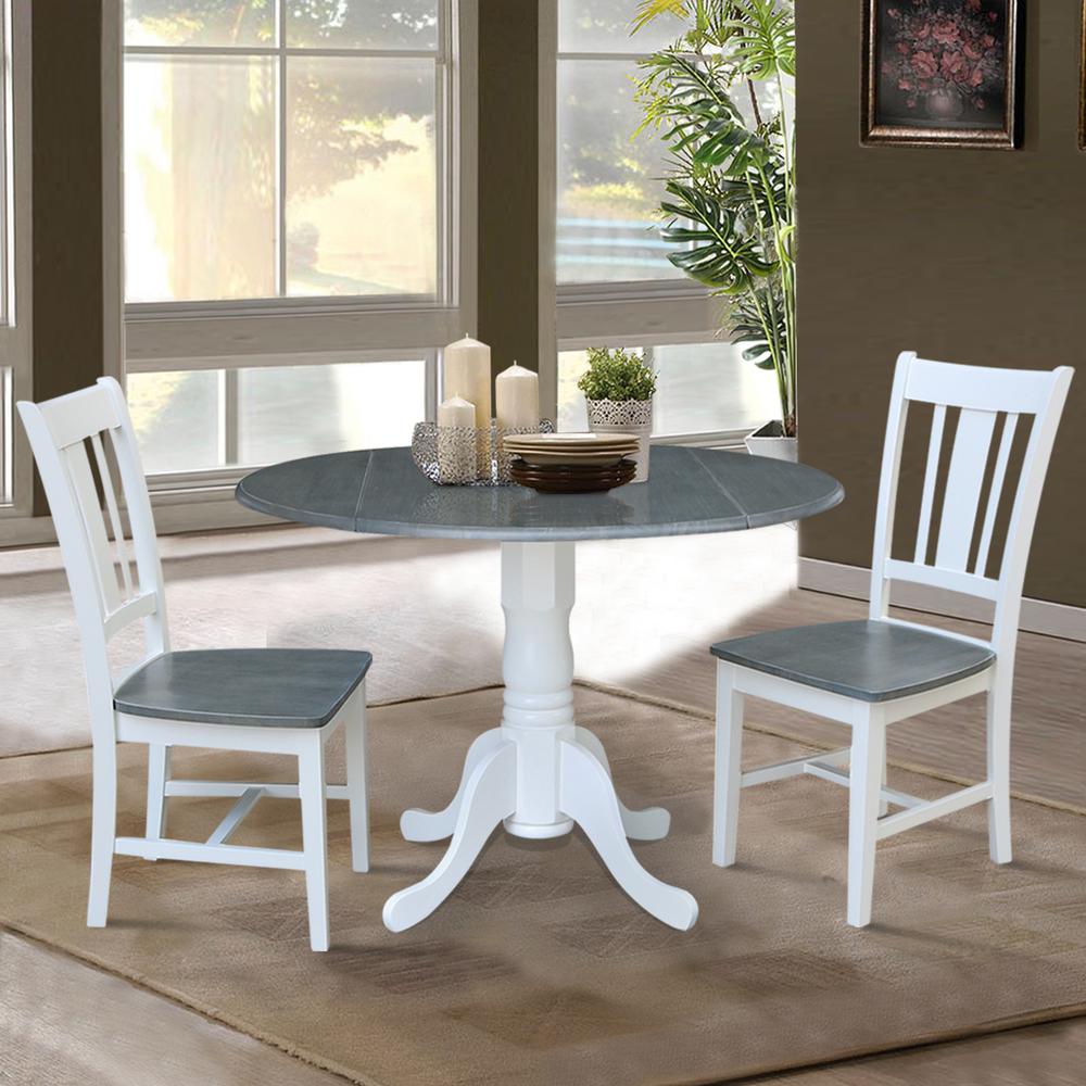 42" Dual Drop Leaf Table with 2 San Remo Side Chairs - Set of 3 Pieces. Picture 2