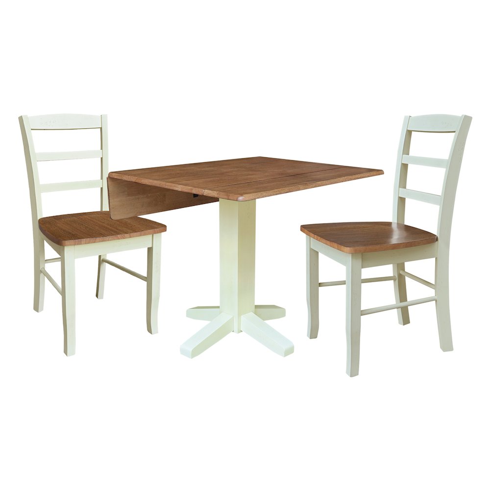 36" Round Drop Leaf Table with Two Dining Chairs. Picture 3