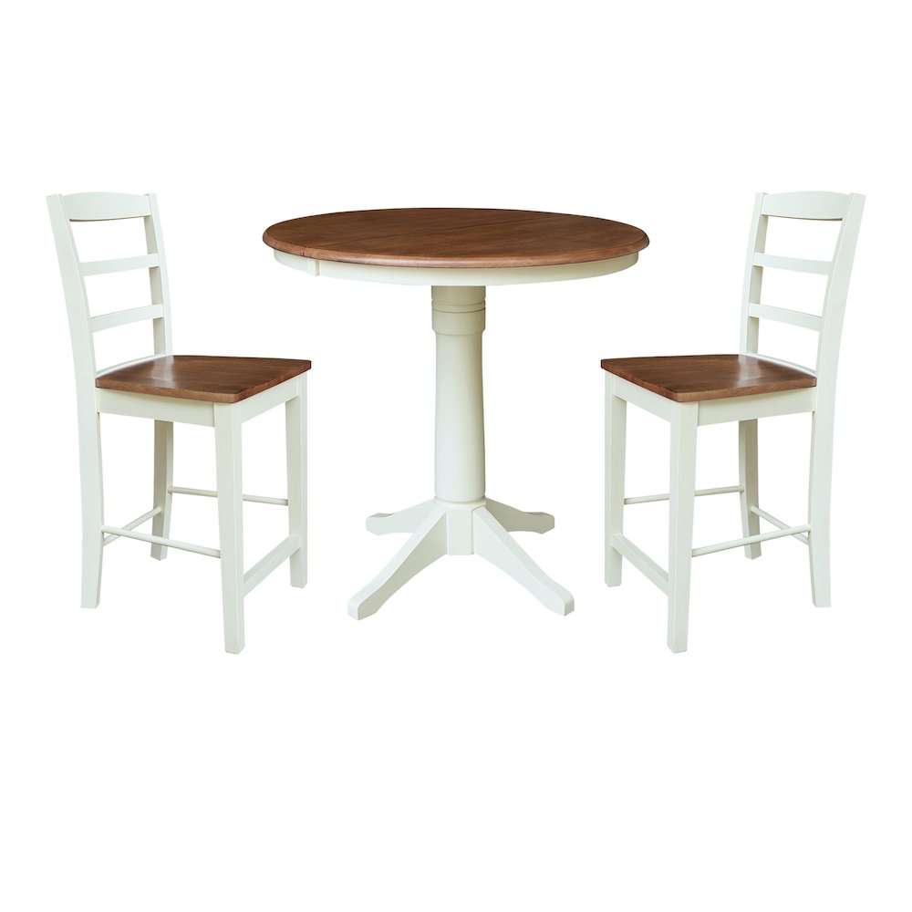 36" Round Extension Table with 2 Counter Height Stools. Picture 1