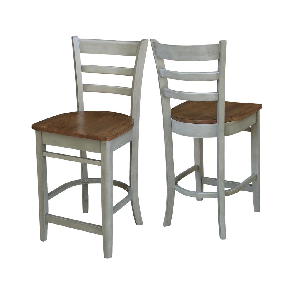 Emily Counterheight Stool - 24" Seat Height, Hickory/Stone. Picture 6