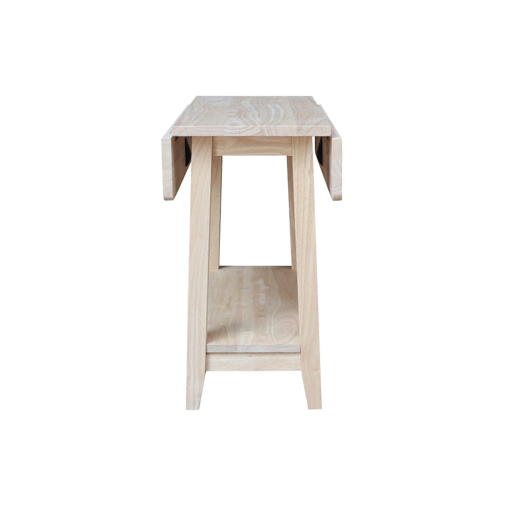 Solid Wood Square Drop Leaf Side Table, Unfinished. Picture 4