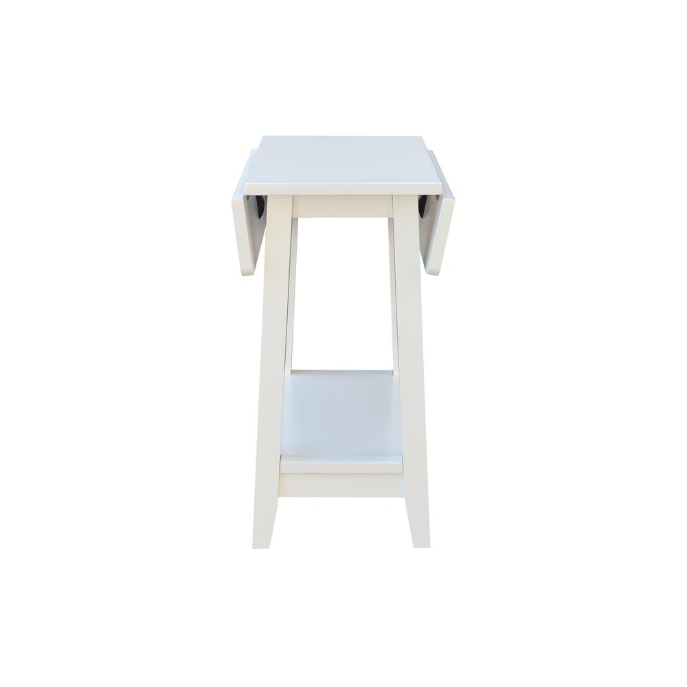Solid Wood Square Drop Leaf Side Table in White. Picture 4