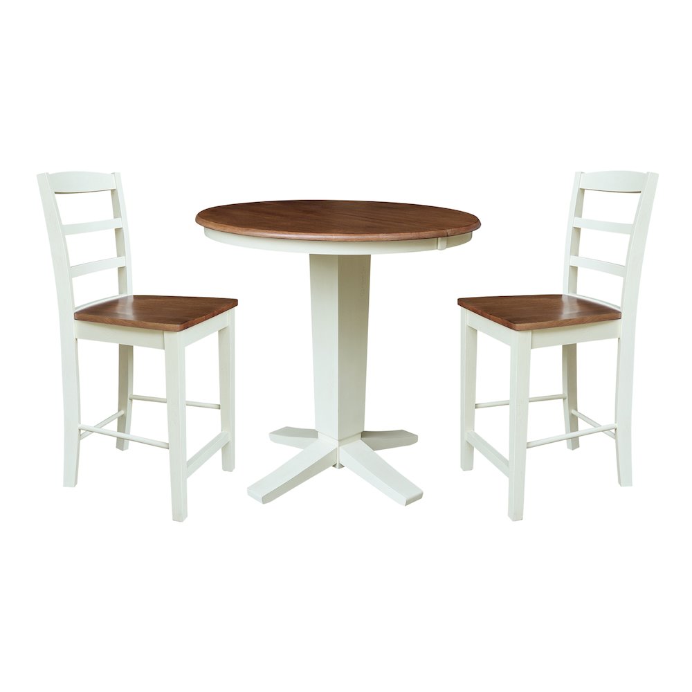 36" Round Extension Table with 2 Counter Height Stools. Picture 1