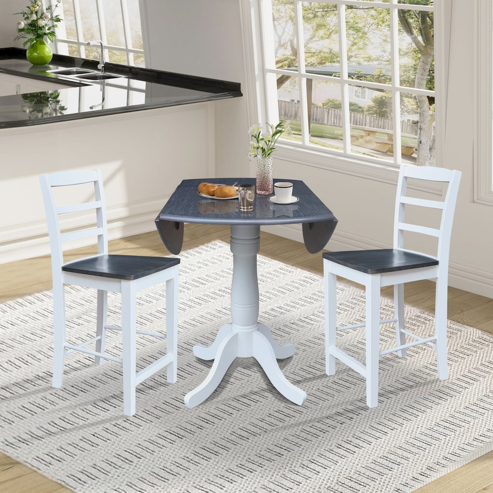 42" Round Pedestal Table with Two Counter Height Stools. Picture 6
