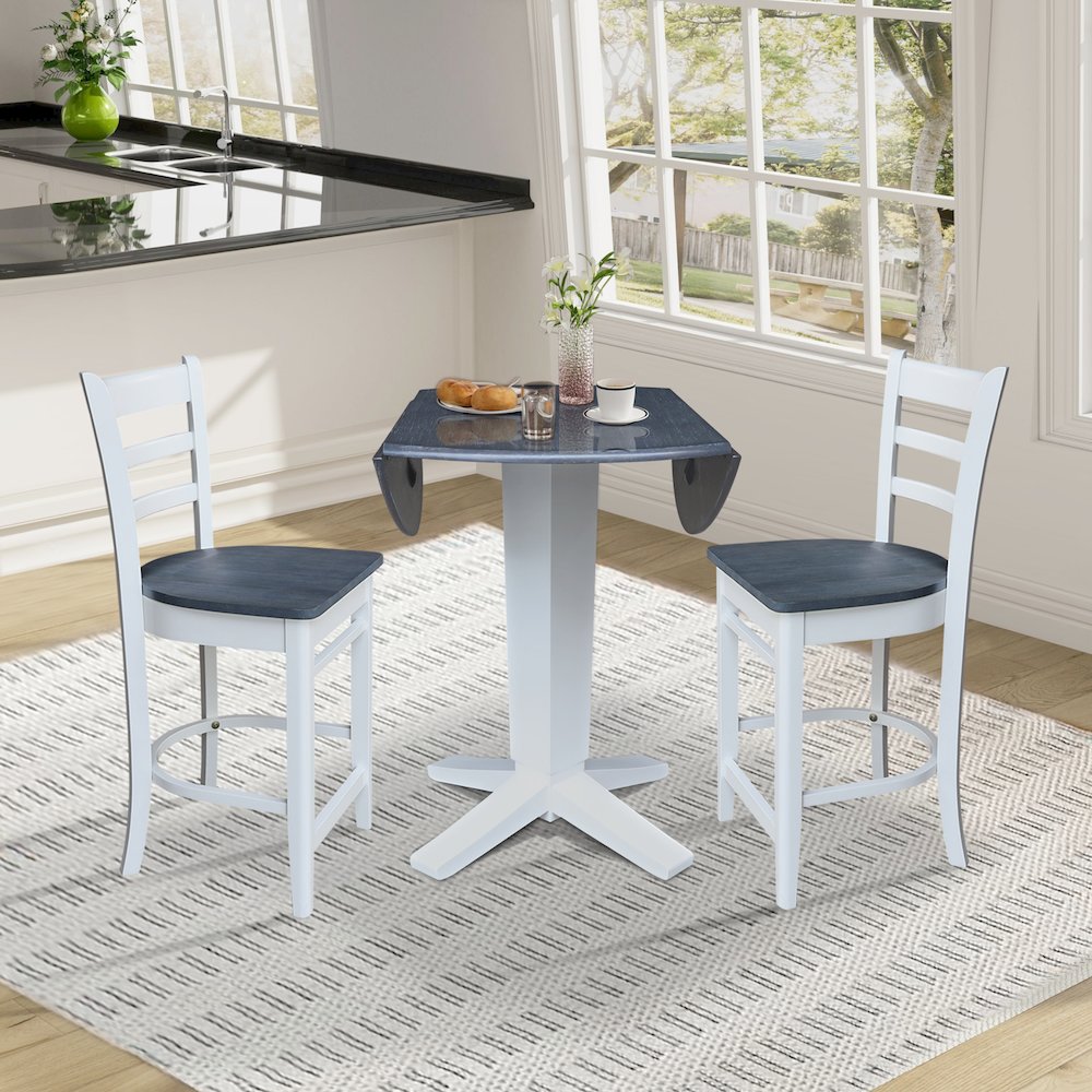 42" Round Drop Leaf Table with Two Stools. Picture 5