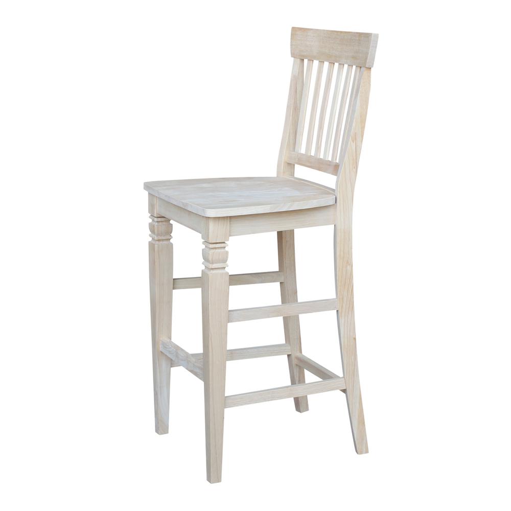 Seattle Bar height Stool - 30" Seat Height, Unfinished. Picture 6