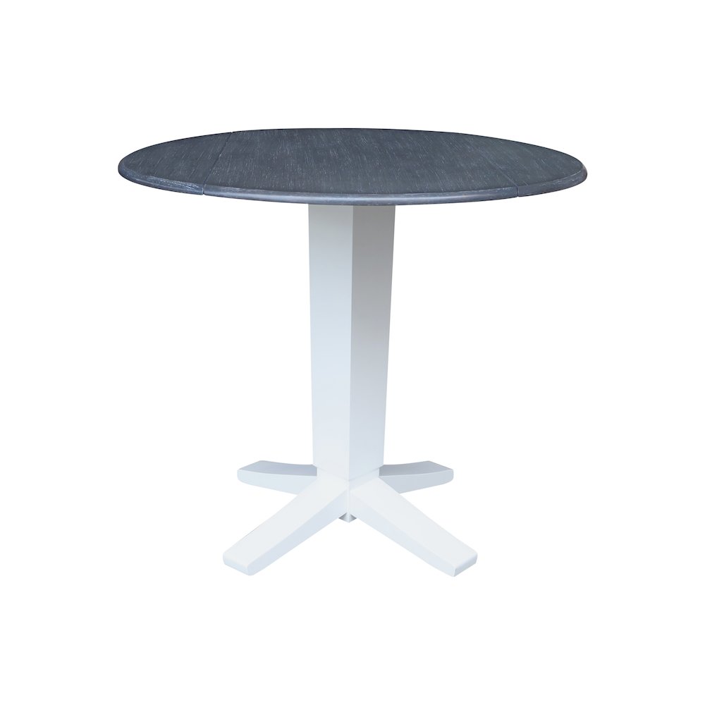 42" Solid Wood Round Dual Drop Leaf Dining Pedestal Table - 36.3"High. Picture 1