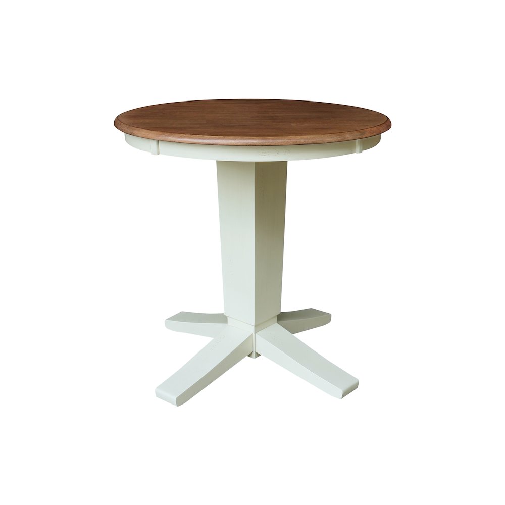 30" Solid Wood Round Top Pedestal Dining Table - 29.9" High. Picture 1