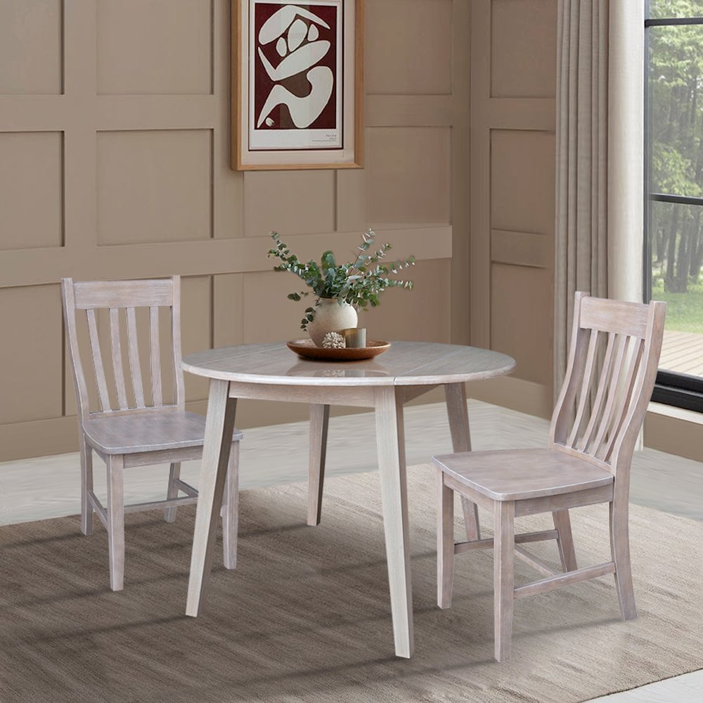 42" Round Dual Drop Leaf Dining Table with 2 Chairs. Picture 6
