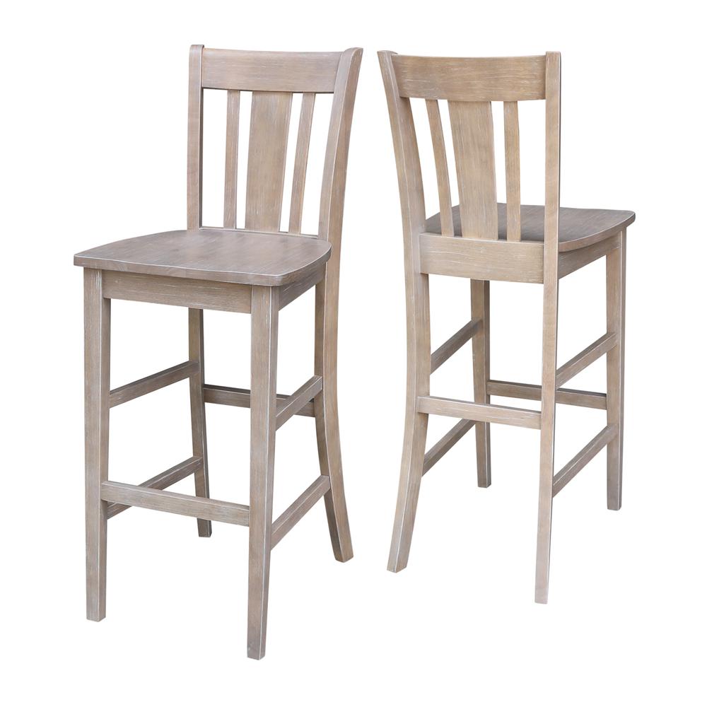 San Remo Bar height Stool - 30" Seat Height, Washed Gray Taupe. Picture 6