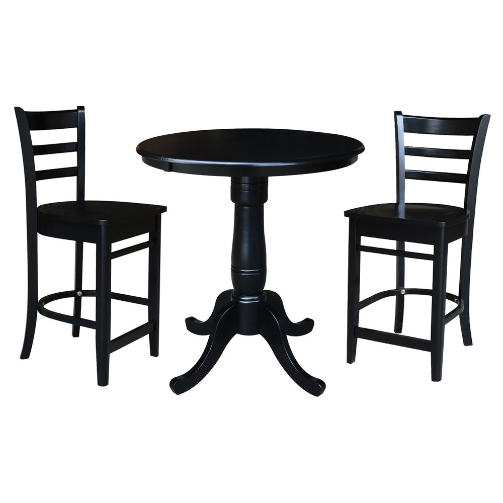 36" Round Pedestal Counter Height Table with 2 Emily Counter Height Stools. Picture 2