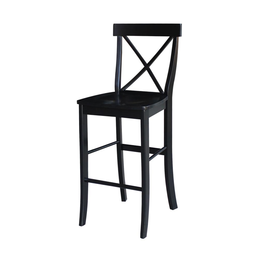 X-Back Bar height Stool - 30" Seat Height, Black. Picture 1