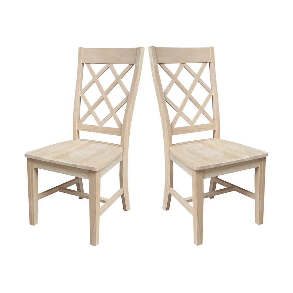 Set of Two Solid Wood Dining Chairs, Unfinished. Picture 1