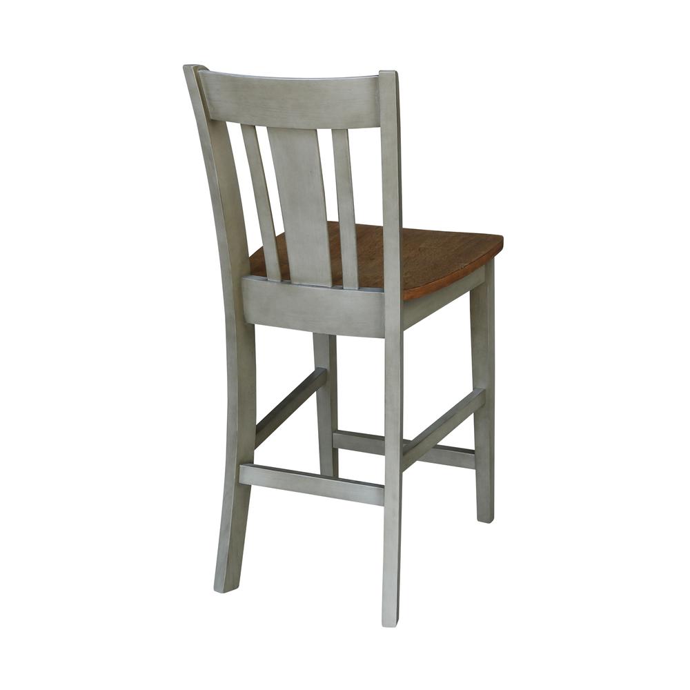 San Remo Counterheight Stool - 24" Seat Height, Hickory/Stone. Picture 9