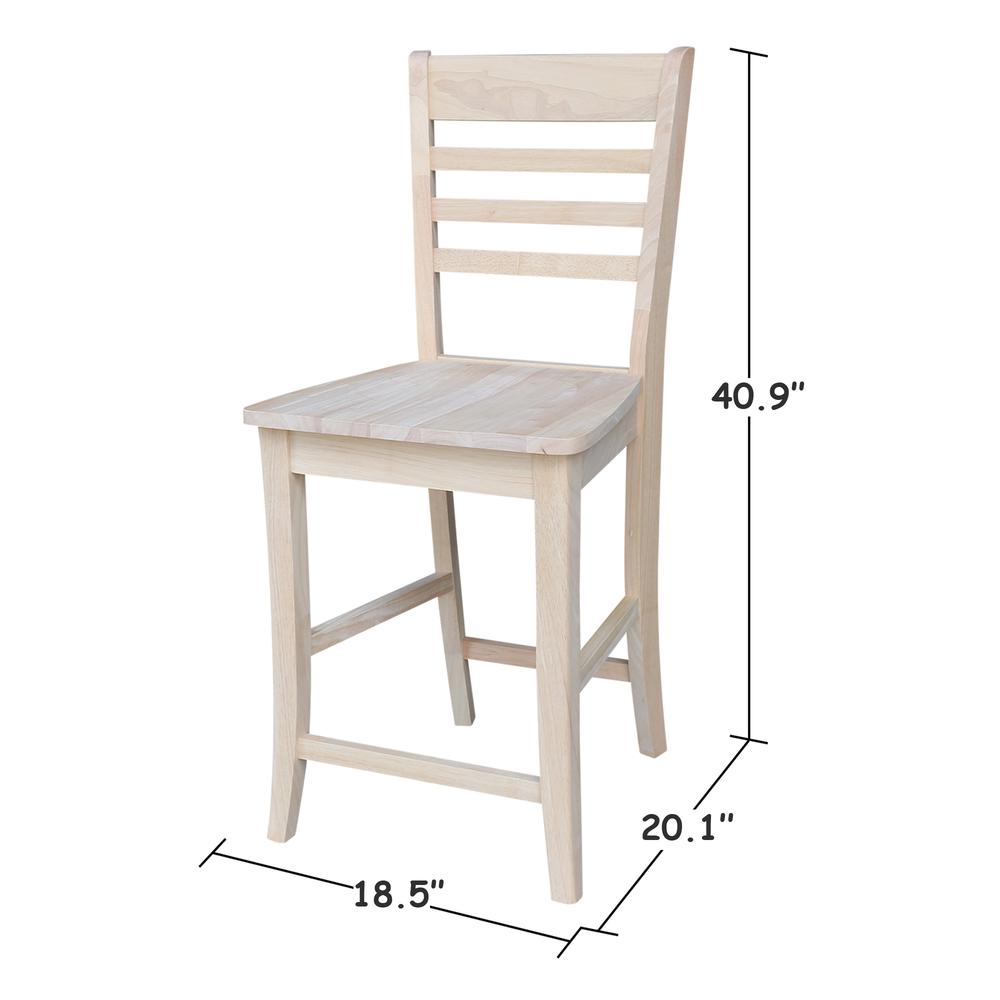 Roma Counter height Stool - 24" Seat Height, Unfinished. Picture 8