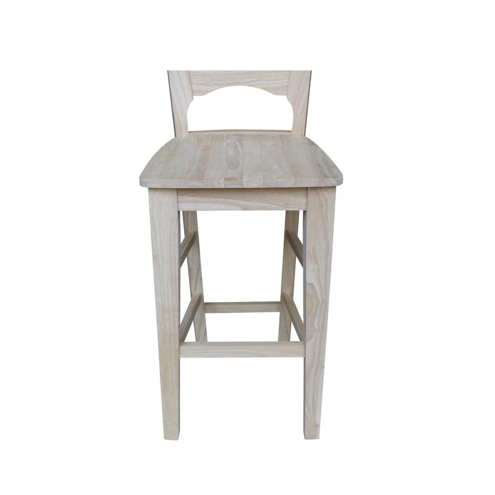 Canyon Collection Solid Back Bar height Stool - 30" Seat Height, Unfinished. Picture 2