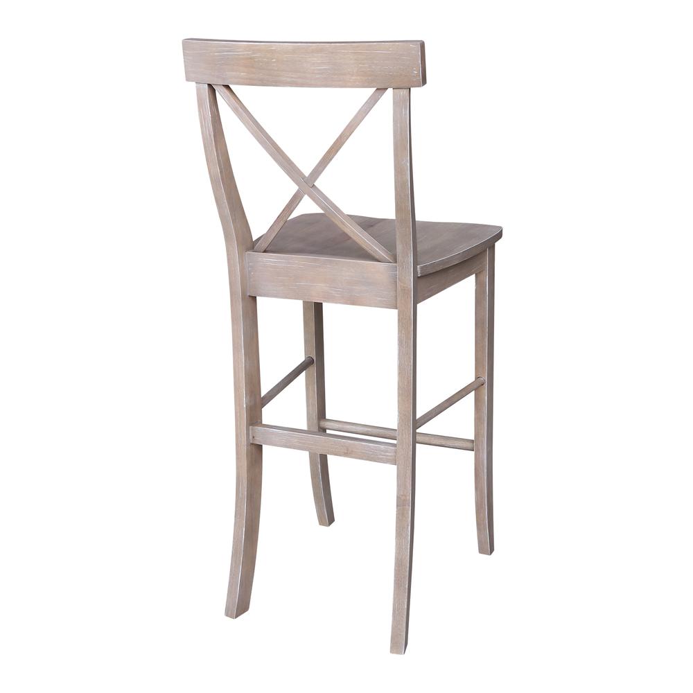 X-Back Bar height Stool - 30" Seat Height, Washed Gray Taupe. Picture 9