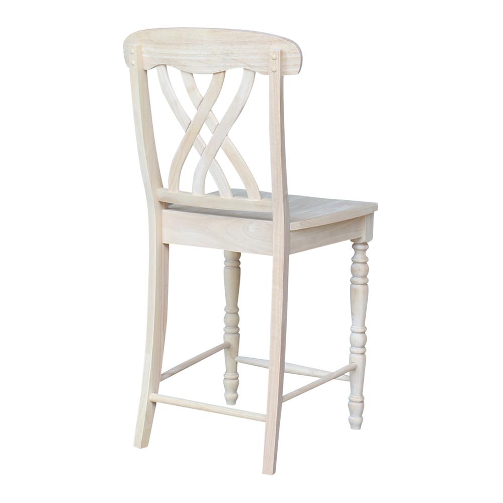 Lattice Counter height Stool - 24" Seat Height, Unfinished. Picture 9