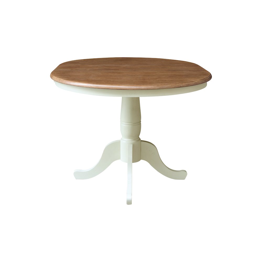 36" Round Top Pedestal Table With 12" Leaf - 28.9"H - Dining Height. Picture 4