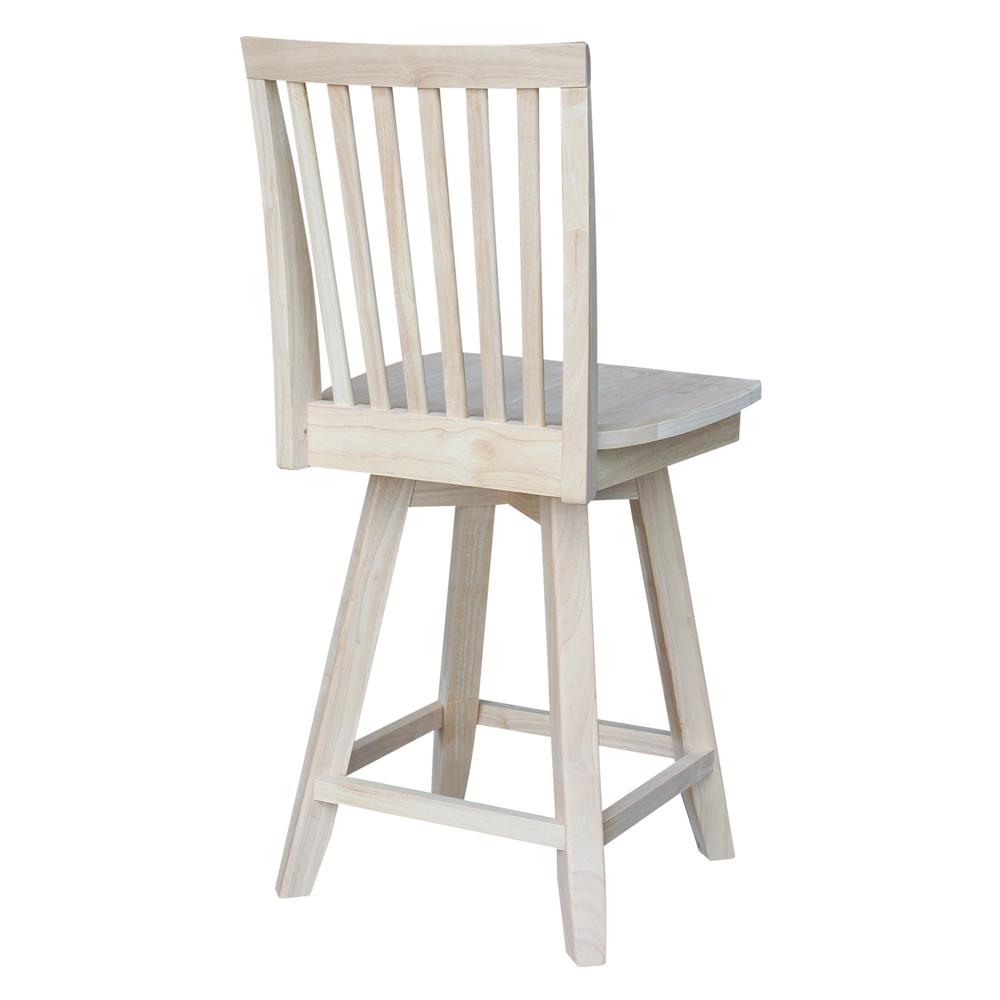 Mission Counter height Stool - With Swivel And Auto Return - 24" Seat Height , Unfinished. Picture 2