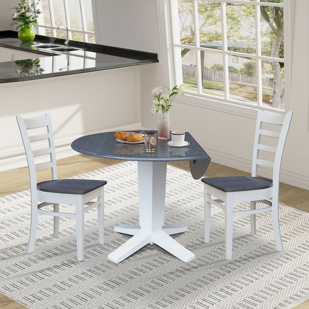 42" Round Drop Leaf Table with Two Dining Chairs. Picture 5