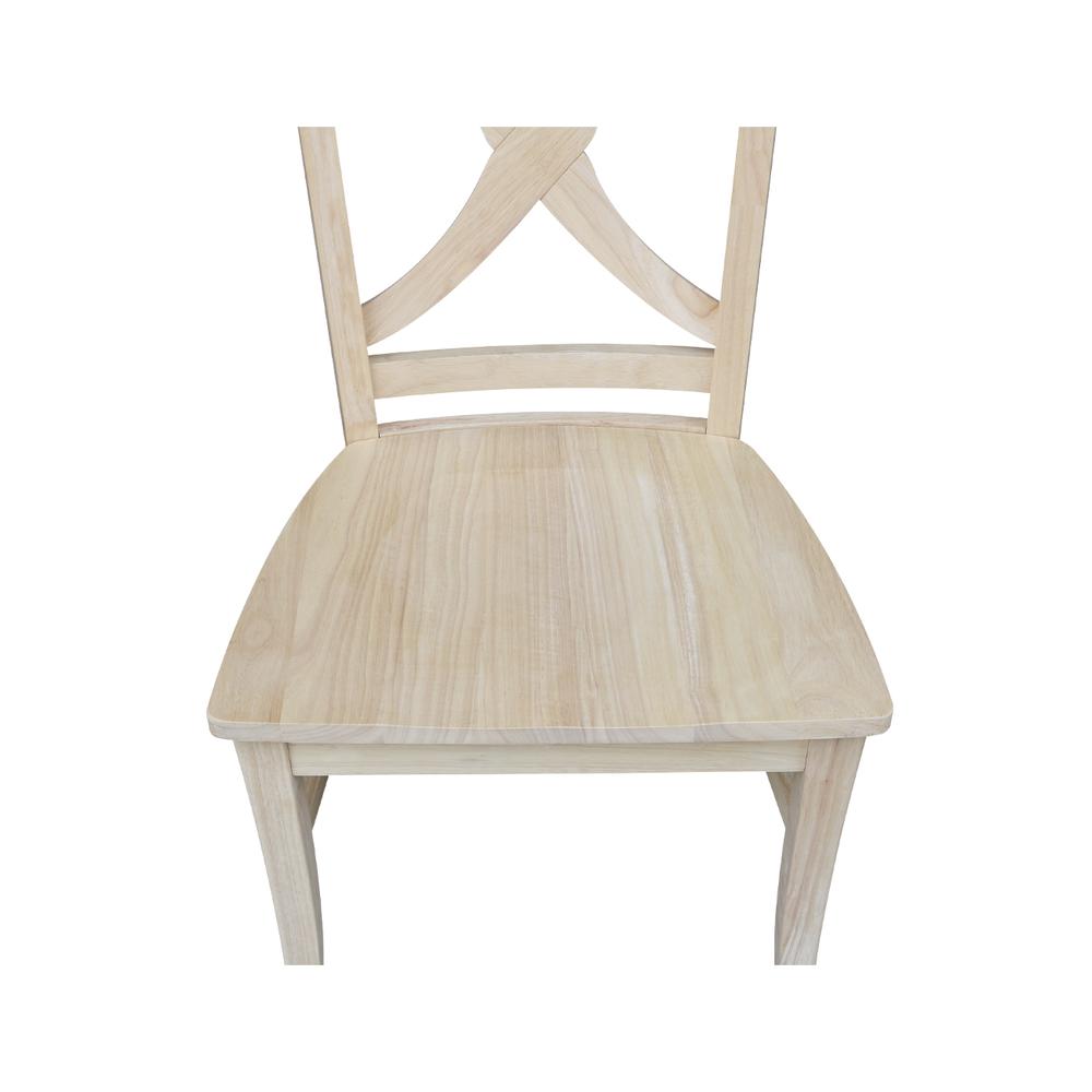 Set of Two Vineyard Curved X Back Chairs, Unfinished. Picture 2