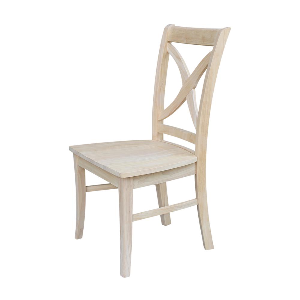 Set of Two Vineyard Curved X Back Chairs, Unfinished. Picture 3