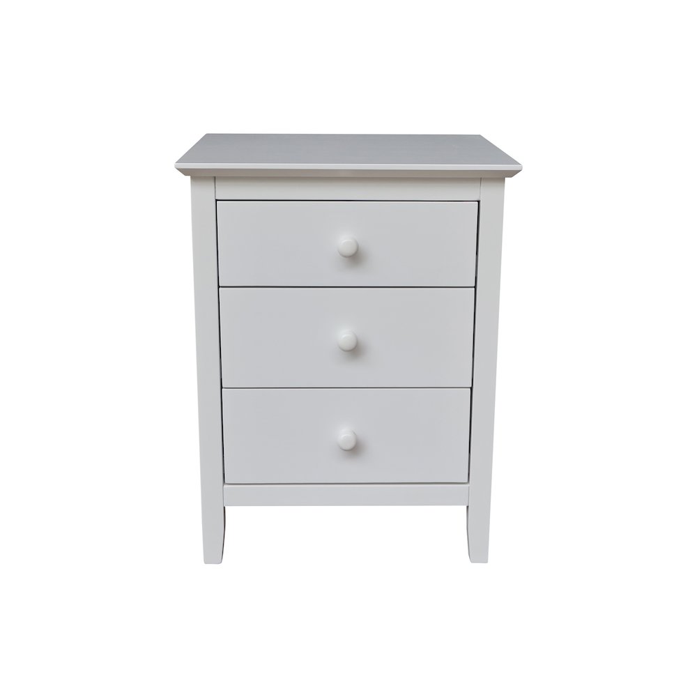 Solid Wood Bedroom Nightstand with 3 Drawers, White. Picture 2