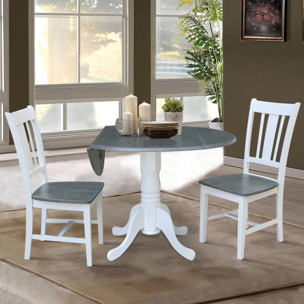 42" Dual Drop Leaf Table with 2 San Remo Side Chairs - Set of 3 Pieces. Picture 3