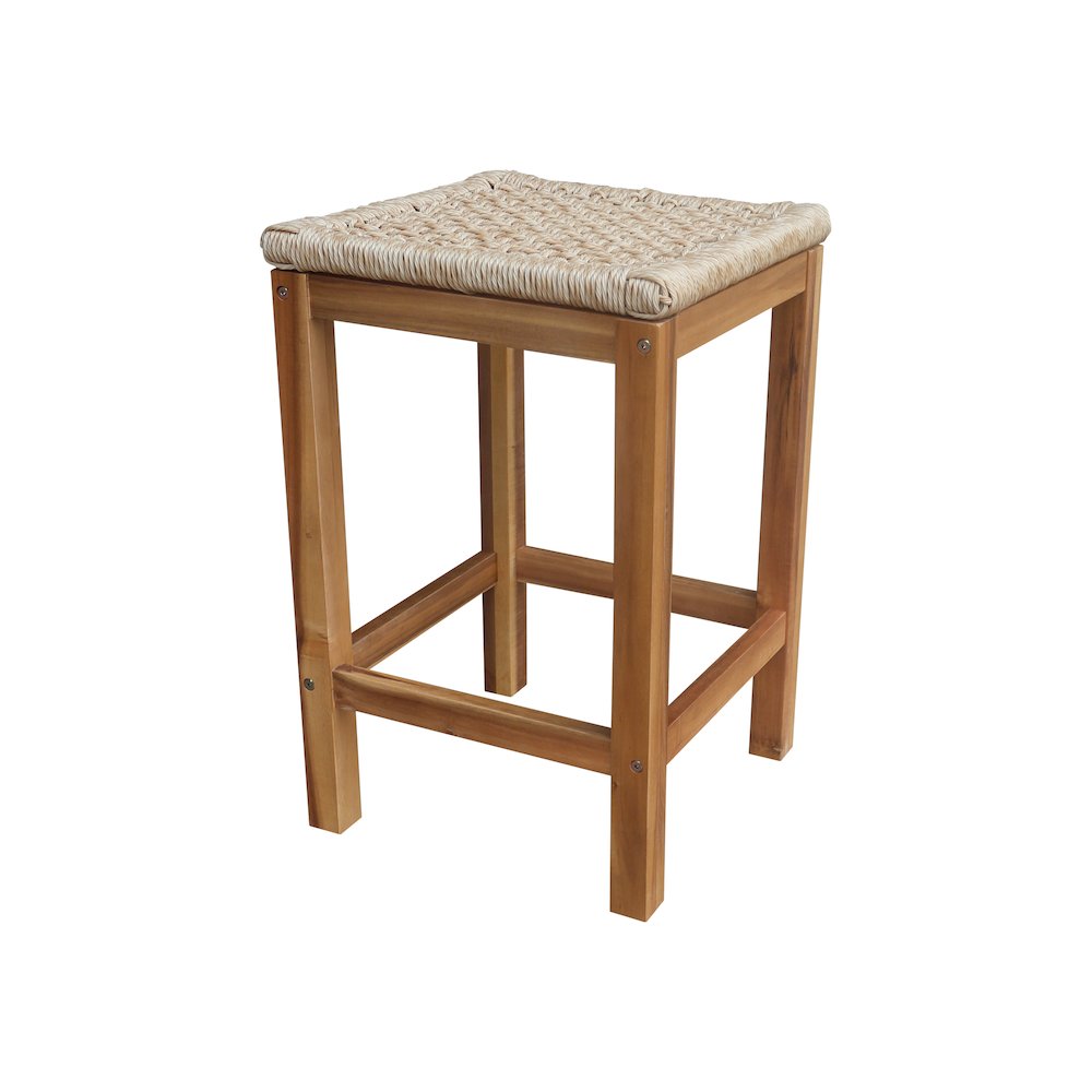 Outdoor Set of Two Stools with Wicker Seats. Picture 6