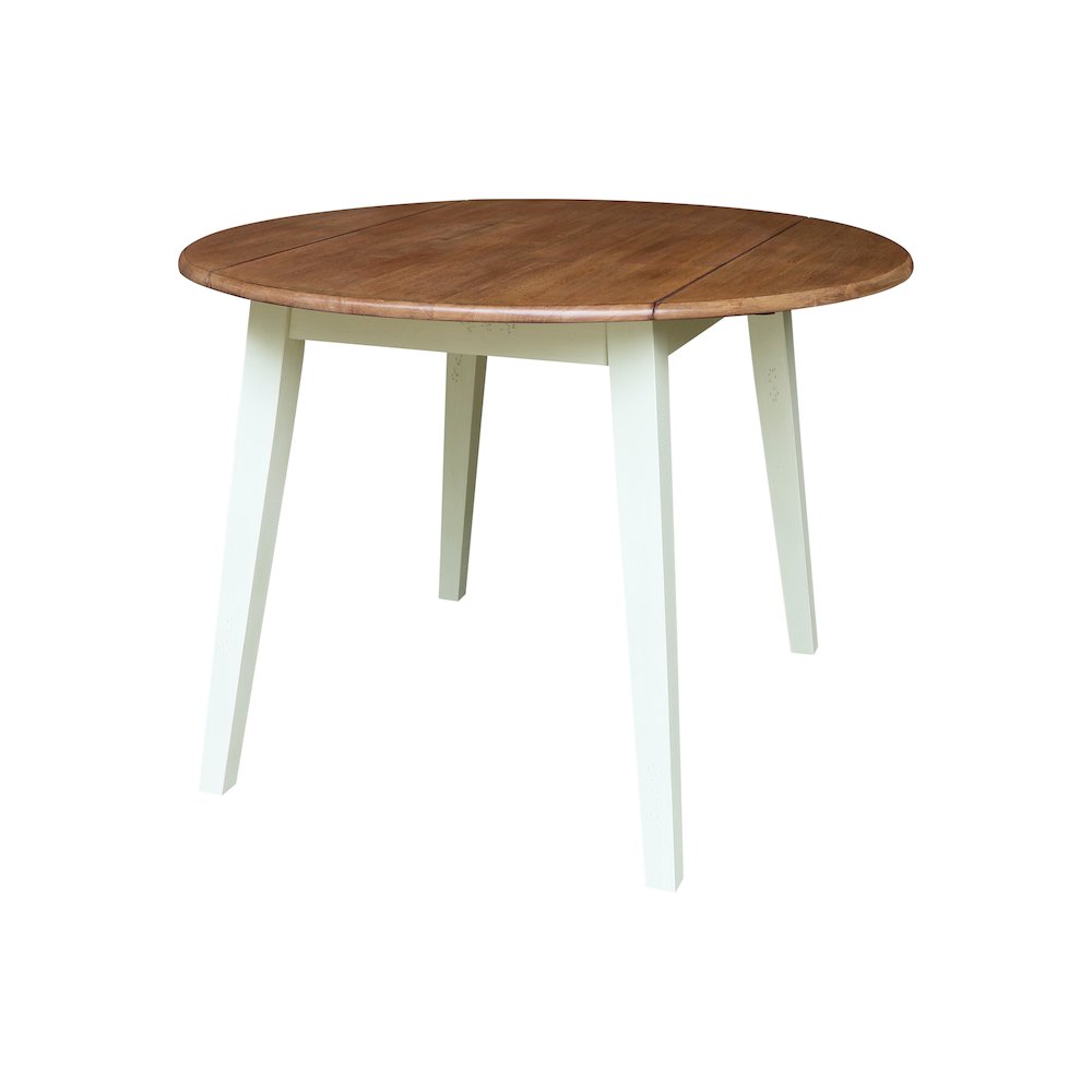 Solid Wood 42" Round Dual Drop Leaf Dining Table. Picture 1