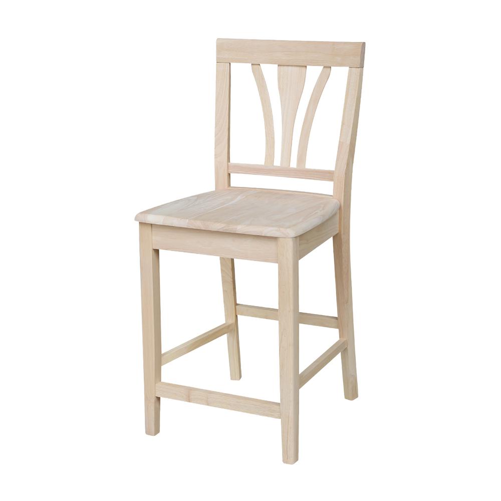 Fanback Stool - 24"Seat Height, Unfinished. Picture 1