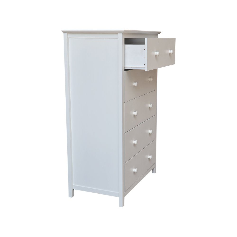 Solid Wood Bedroom Dresser/Chest with 5 Drawers, White. Picture 3