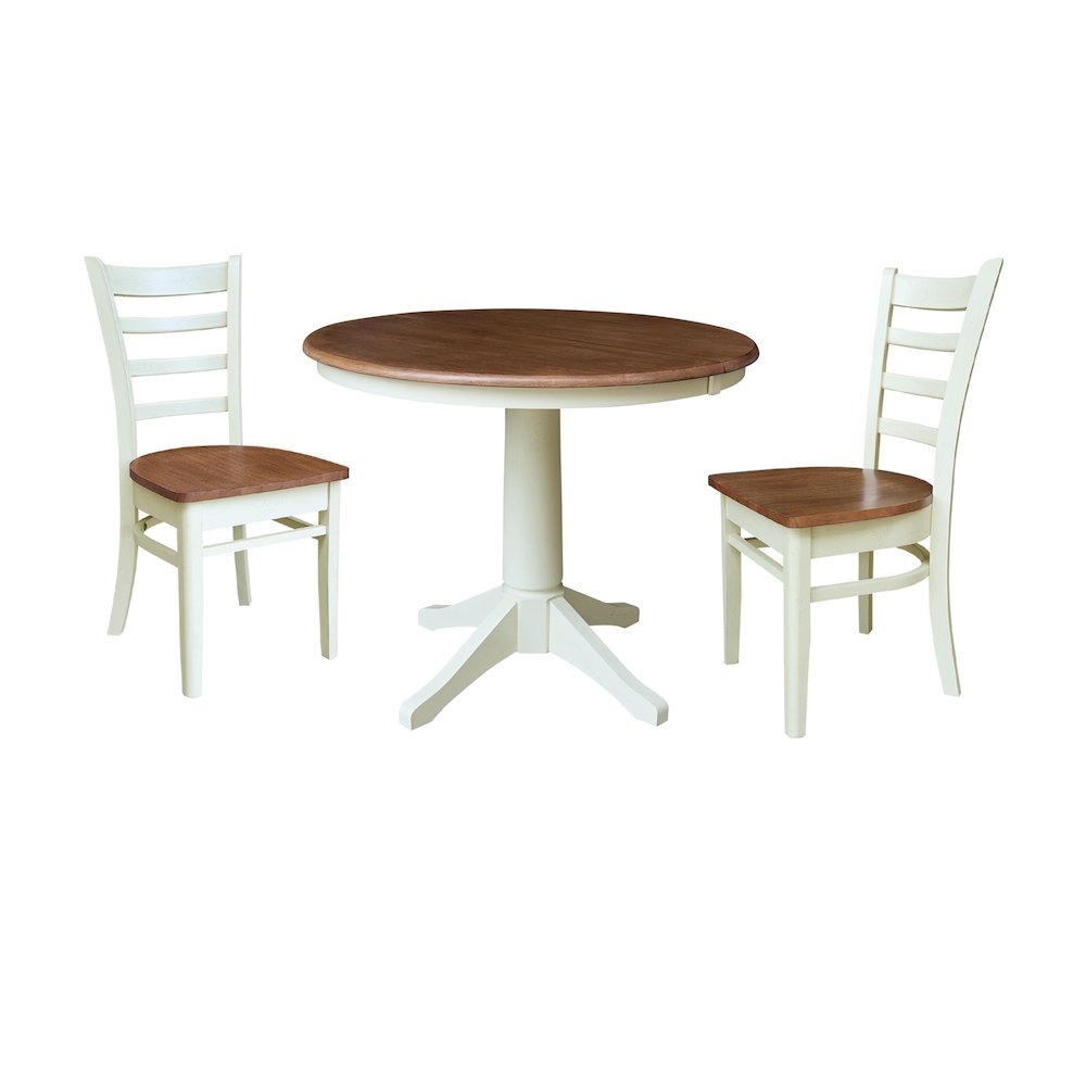 36" Round Extension Dining Table with 2 Emily Chairs. Picture 1