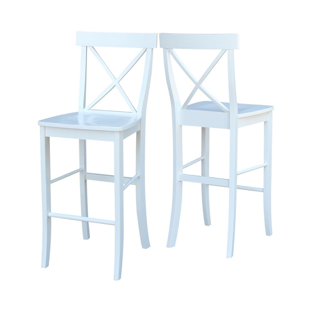 X-Back Bar height Stool - 30" Seat Height, White. Picture 8