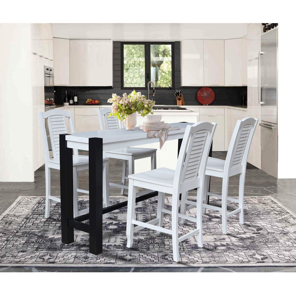 Solid Wood Tall Accent Table with 4 Counter Height Stools. Picture 4