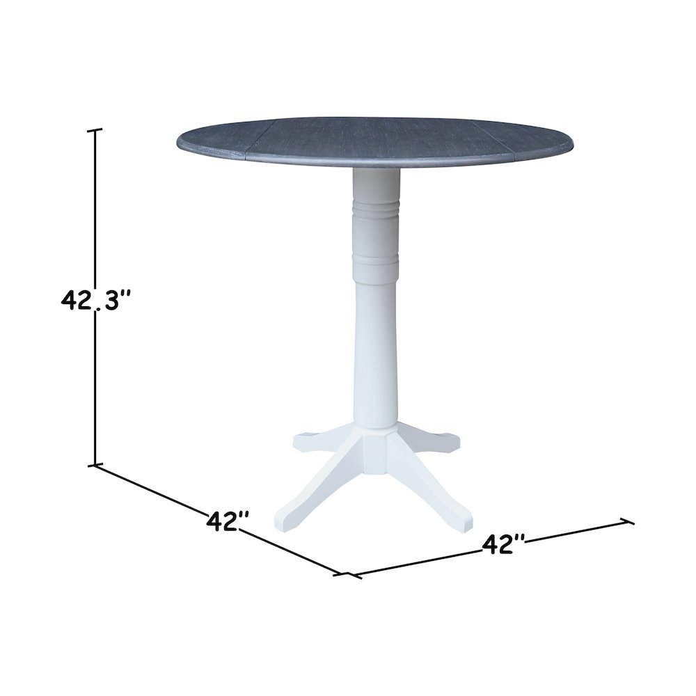 42" Round Dual Drop Leaf Pedestal Table,  43.2"H. Picture 8