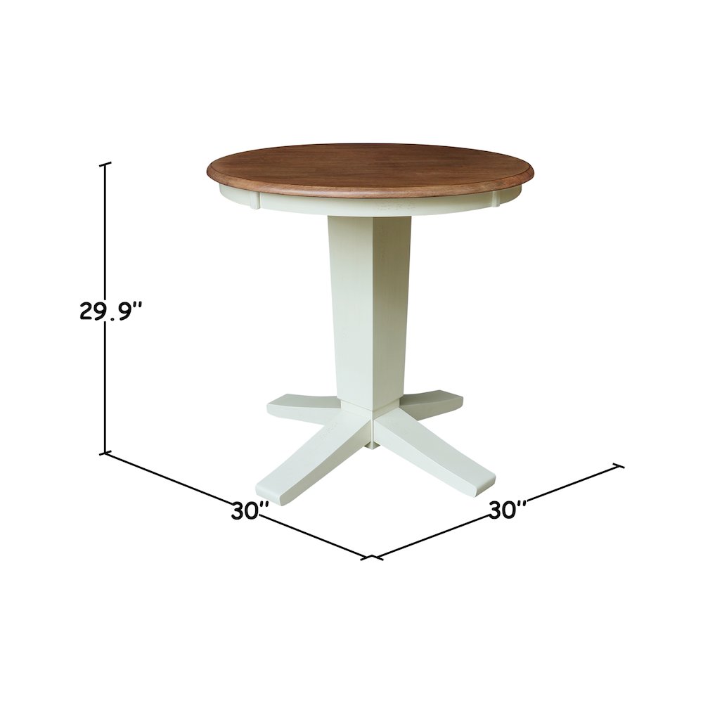 30" Solid Wood Round Top Pedestal Dining Table - 29.9" High. Picture 5