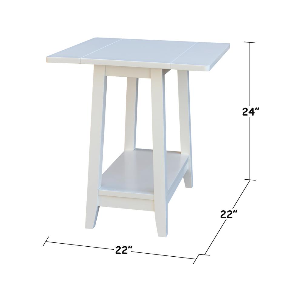Solid Wood Square Drop Leaf Side Table in White. Picture 6