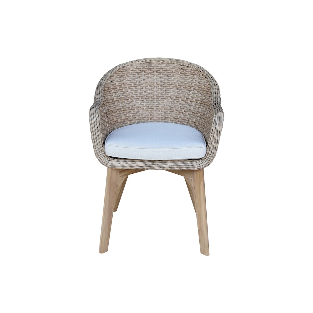 Outdoor Set of Two Wicker Dining Chairs with Cusions, Natural. Picture 4