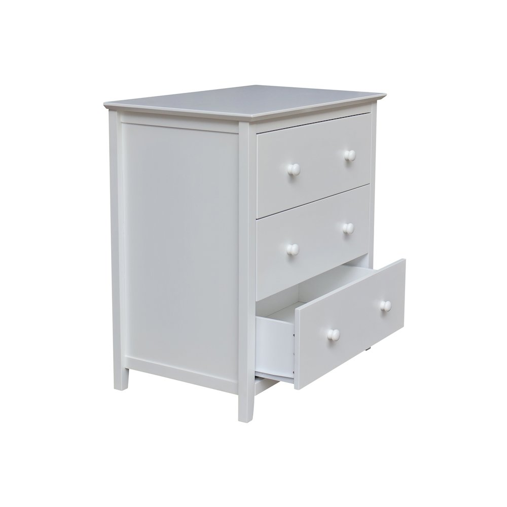 Solid Wood Bedroom Dresser/Chest with 3 Drawers, White. Picture 3