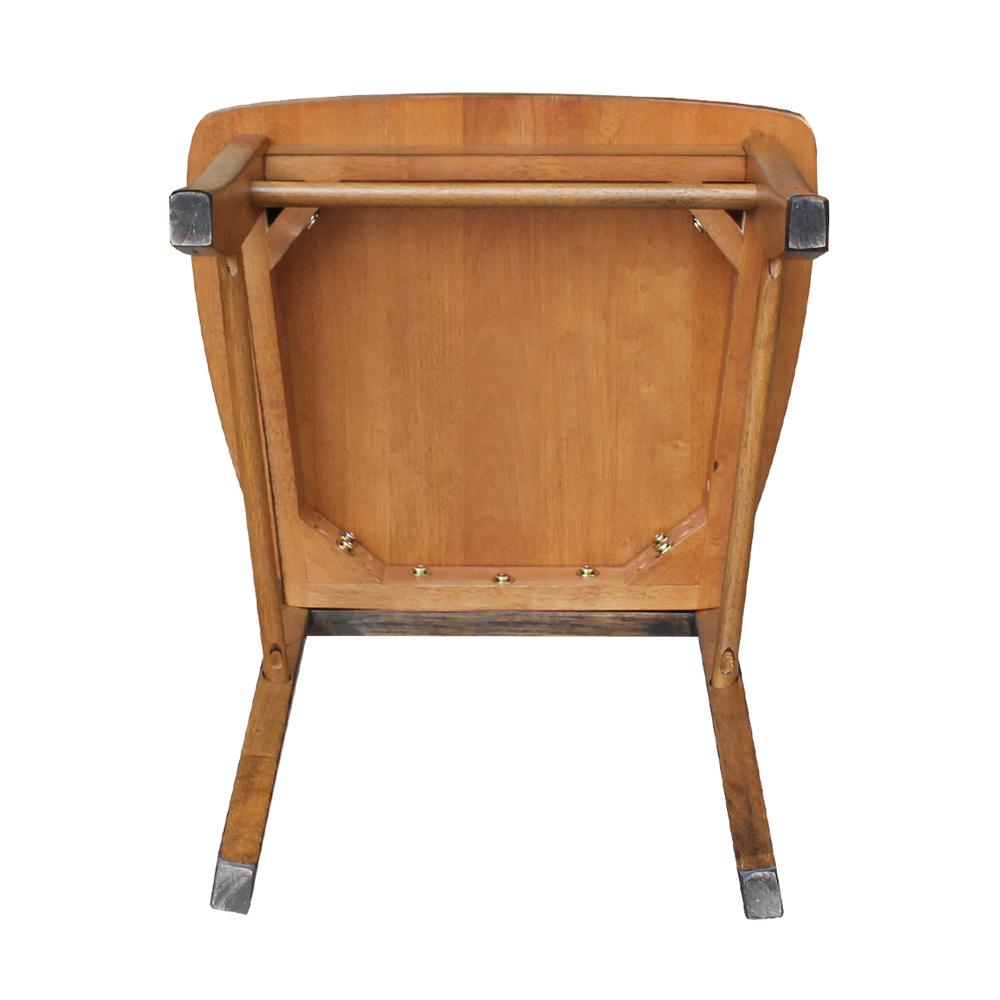 Set of Two X-Back Chairs  with Solid Wood Seats , Pecan. Picture 9