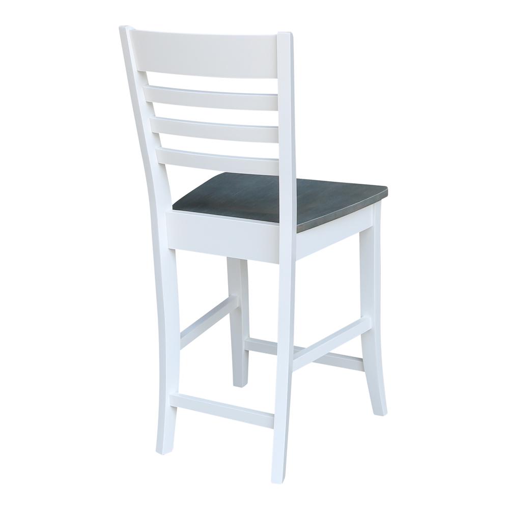 Roma Counter height Stool - 24" Seat Height, White/Heather gray. Picture 9