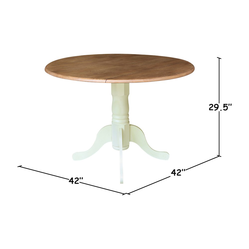 42" Round Dual Drop Leaf Pedestal Dining Table. Picture 6