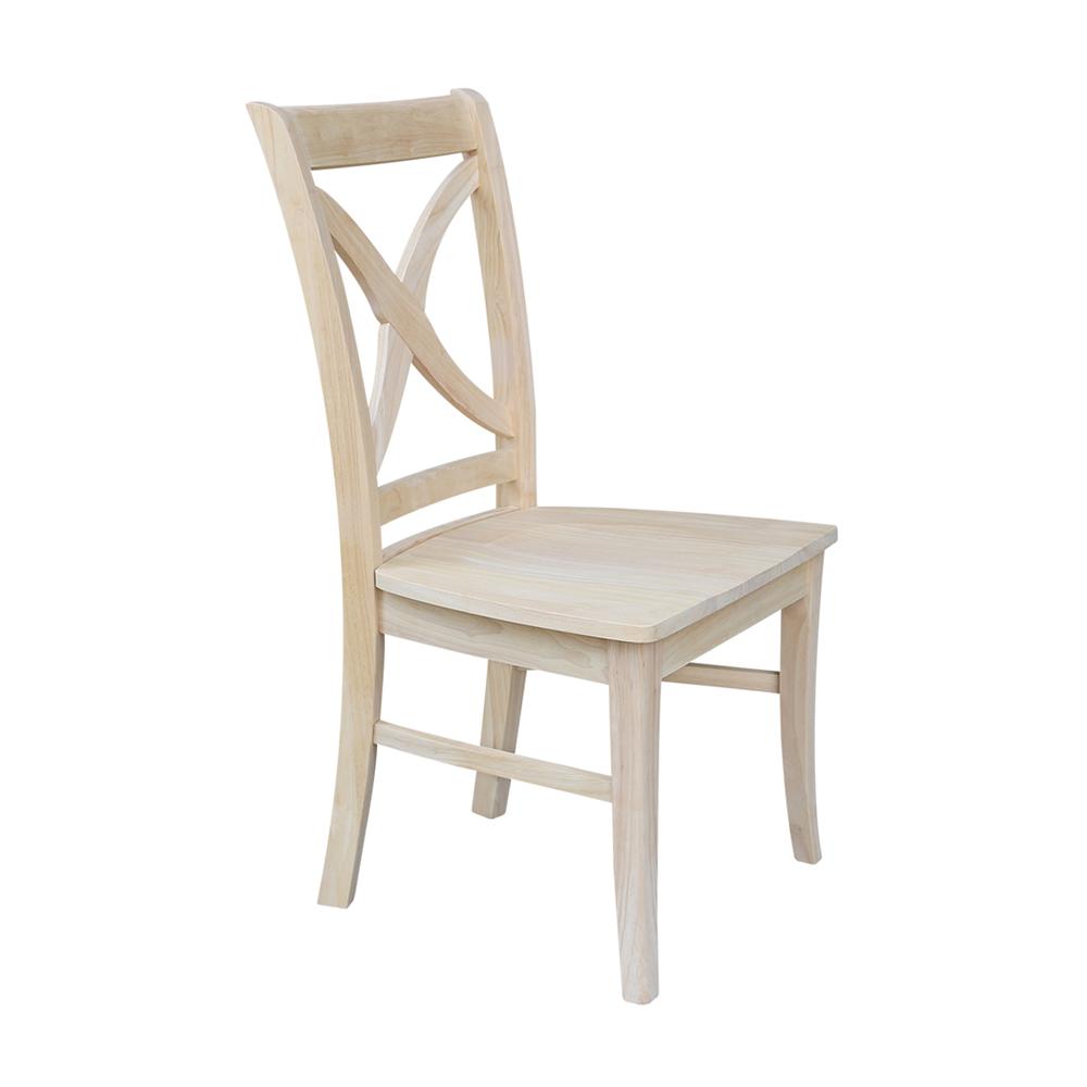Set of Two Vineyard Curved X Back Chairs, Unfinished. Picture 5