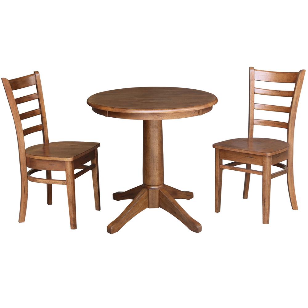 30" Round Top Pedestal Table with 2 Emily Chairs - 3 Piece Set. Picture 2